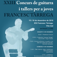 
		  XIII CONCURSO DE GUITARRA PARA JÓVENES “FRANCISCO TÁRREGA” – VILLARREAL (CASTELLÓN)